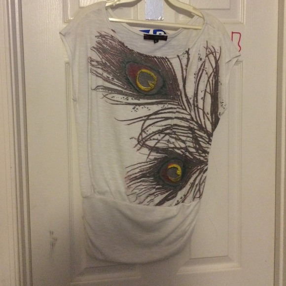 White peacock printed top