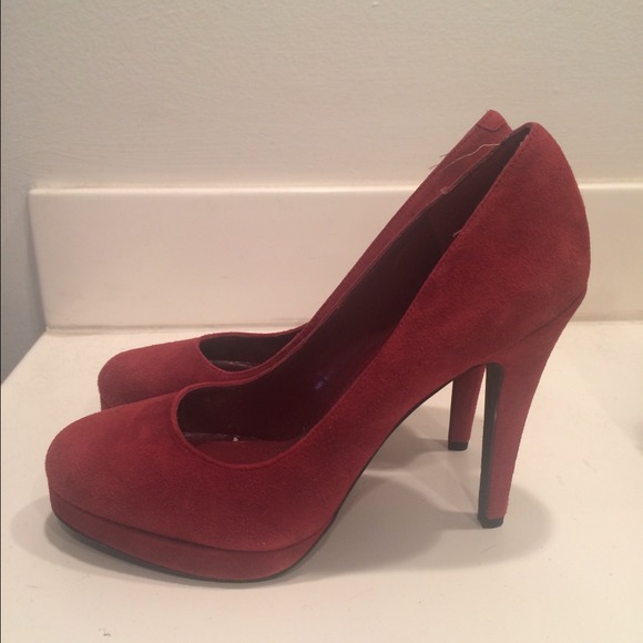 Red suede BCBG heels