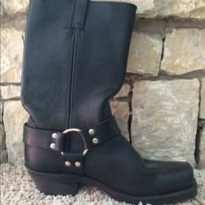 Frye harness boots.