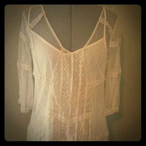 Vintage Edwardian Style Ivory Lace dress with slip
