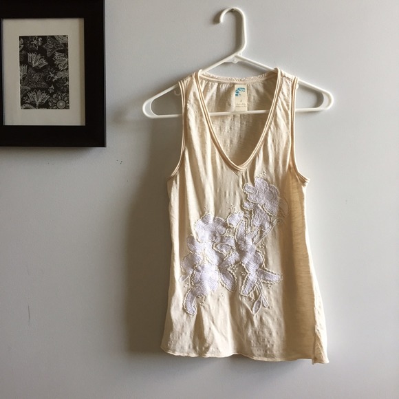 Anthropologie Off-White Beaded Tank