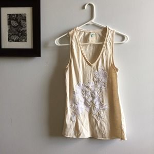 Anthropologie Off-White Beaded Tank