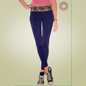 Reversible PINK Victoria's Secret black yoga pants