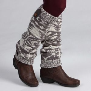 Muk Luks Gray & White Leg Warmers