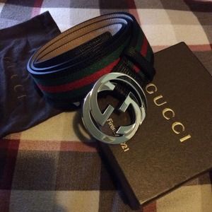 Mens Black Gucci Monogram belt. 100cm