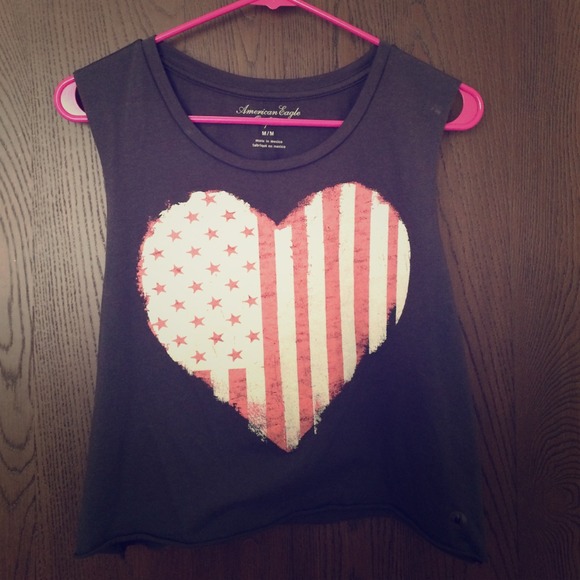 American Eagle Flag Heart Cropped Tank Top