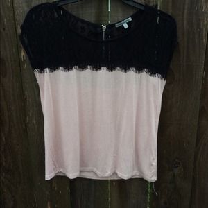 Lace shirt with pink under