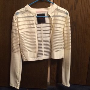 White Mesh Cutout Leather Jacket