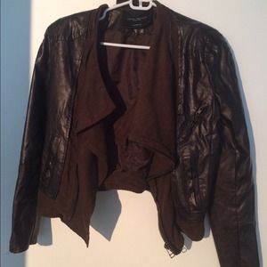 Faux leather jacket with suede
