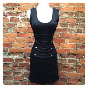 Black stretch military inspired dress