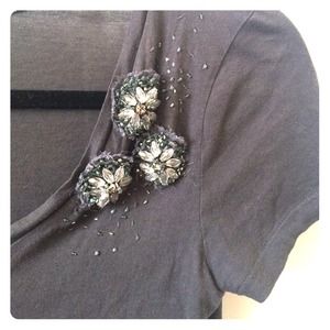 J Crew embellished v neck t shirt