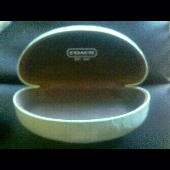 Coach clam shell glasses case white