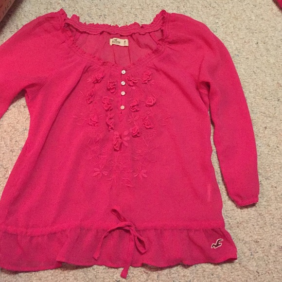 Pink Hollister Floral sheer shirt!