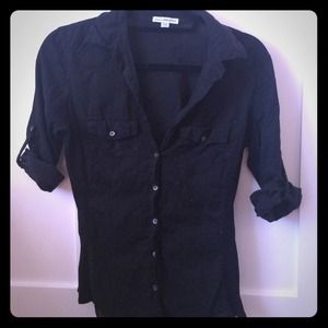James Perse Black Cotton Buttondown