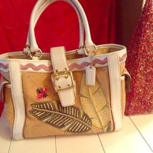 🍃Authentic COACH burlap and leather Bag🍃