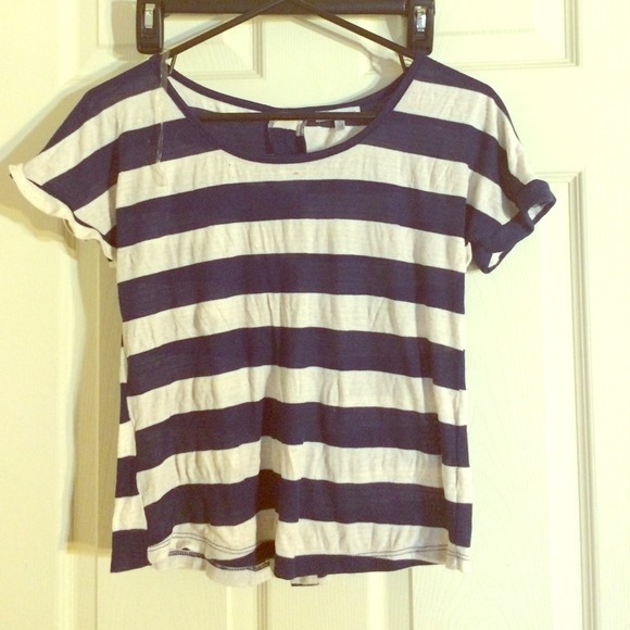 Striped tee with button up back!