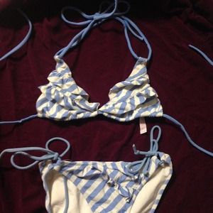 Victoria Secret Blue ruffle bathing suit