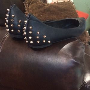 Black studded flats that have never been worn..