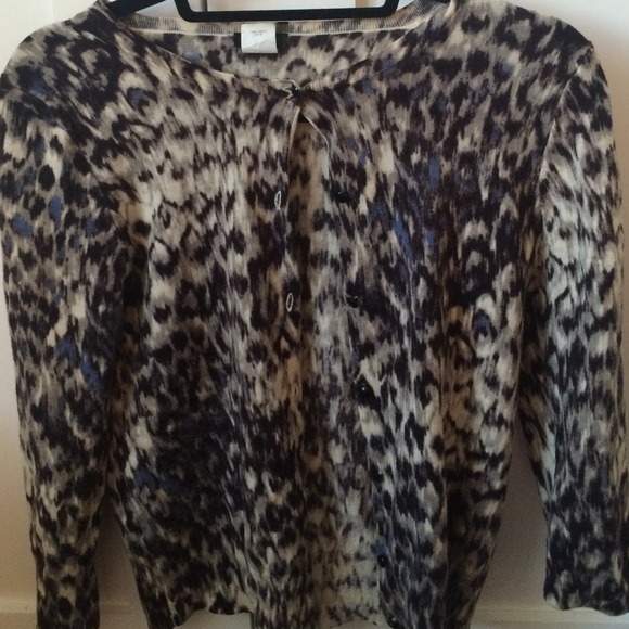 JCrew Merino Wool Snow Leopard Cardigan