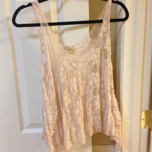 Pink See Through Lace Top