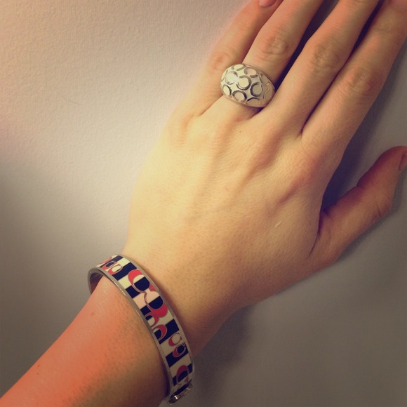 Coach ring & bracelet red white & blue