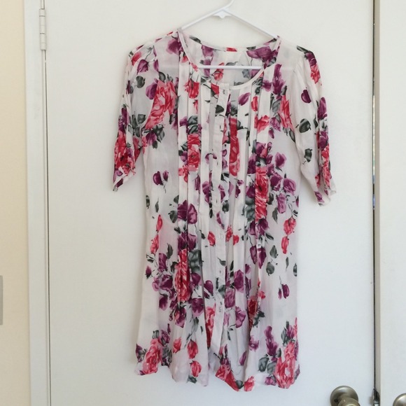 Retro floral vintage button down dress