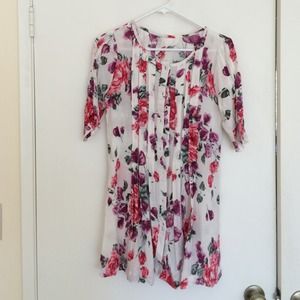 Retro floral vintage button down dress