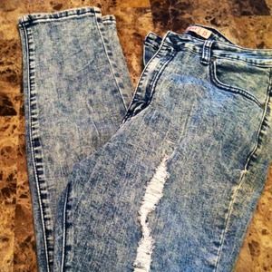 Acid Wash High Waisted Distressed Denim NWOT