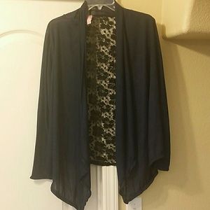 Navy Blue lace backed open cardigan