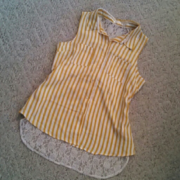FLASH SALE!!! Striped yellow button lace