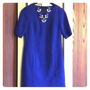 Cobalt blue wool crepe dress (necklace not incl)