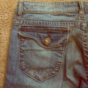 Distressed Denim Bootcut Jeans with Pocket Details