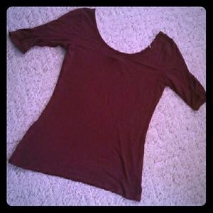 Wine red scoop neck blouse