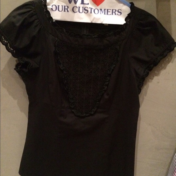 Nanette Lepore black cotton/spandex blouse size 6