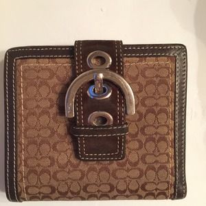 SALE -COACH brown bifold wallet with change holder
