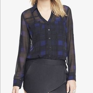 EXPRESS PLAID CONVERTIBLE SLEEVE PORTOFINO TOP