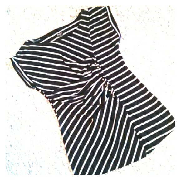 *FLASH SALE*Black and White Striped Rouched Blouse