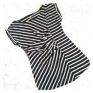 *FLASH SALE*Black and White Striped Rouched Blouse