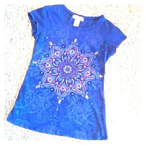 Bling pattern blue tee