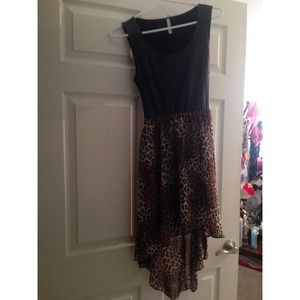 Hi- low black and cheetah print dress.