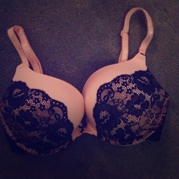 Sexy pink and black lace bra! Adds two cup sizes!