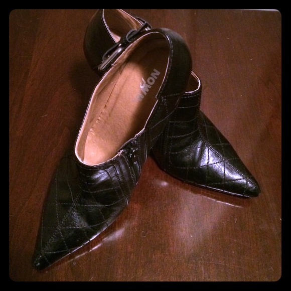 Black cross stitch booties