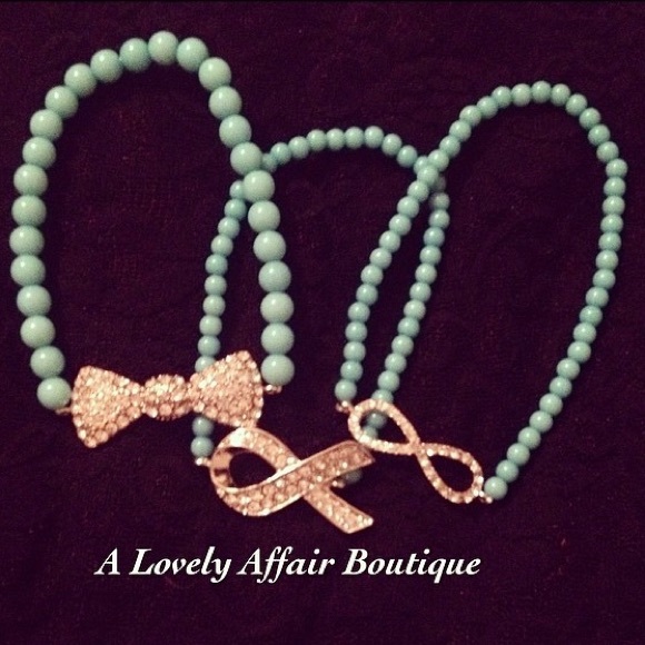 Teal Infinity/Ribbon/Bow set of 3 bracelets! - Picture 2 of 2