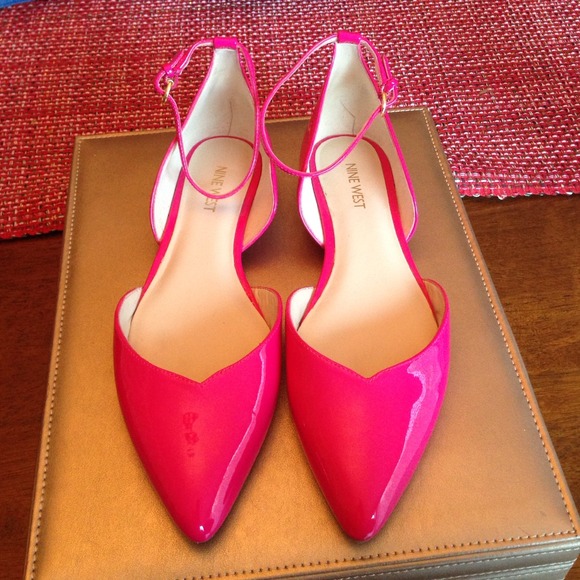 Hot Pink Nine West Ankle Strap Flats