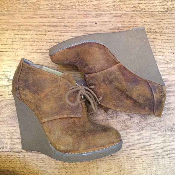 Beige Wedge Ankle Boots