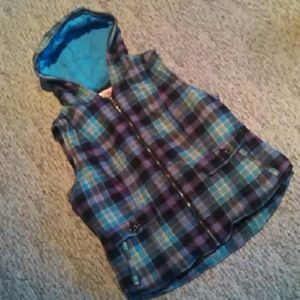 Hooded plaid vest