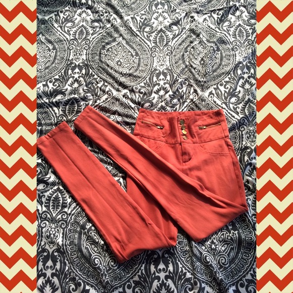 High waisted orange pants