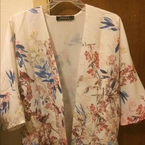 White floral Japanese kimono