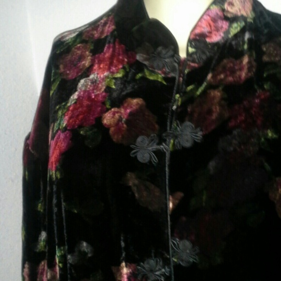 Ethos VELVETEEN BROCADE FULL LENGTH FLOWY COAT - Picture 2 of 4