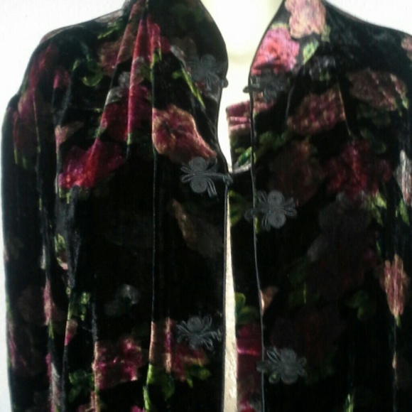 Ethos VELVETEEN BROCADE FULL LENGTH FLOWY COAT - Picture 4 of 4